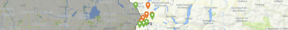 Kartenansicht für Apotheken-Notdienste in der Nähe von Oberndorf bei Salzburg (Salzburg-Umgebung, Salzburg)